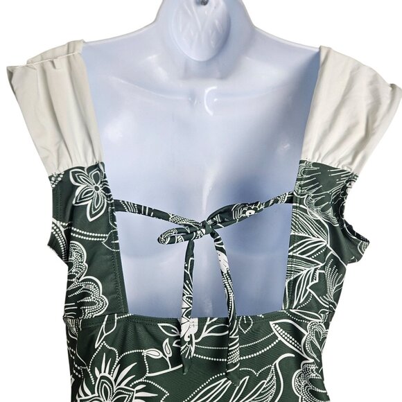 B2prity Womens XL Retro One-Piece Swimsuit Square Neckline & Floral Print Beach - Picture 6 of 8